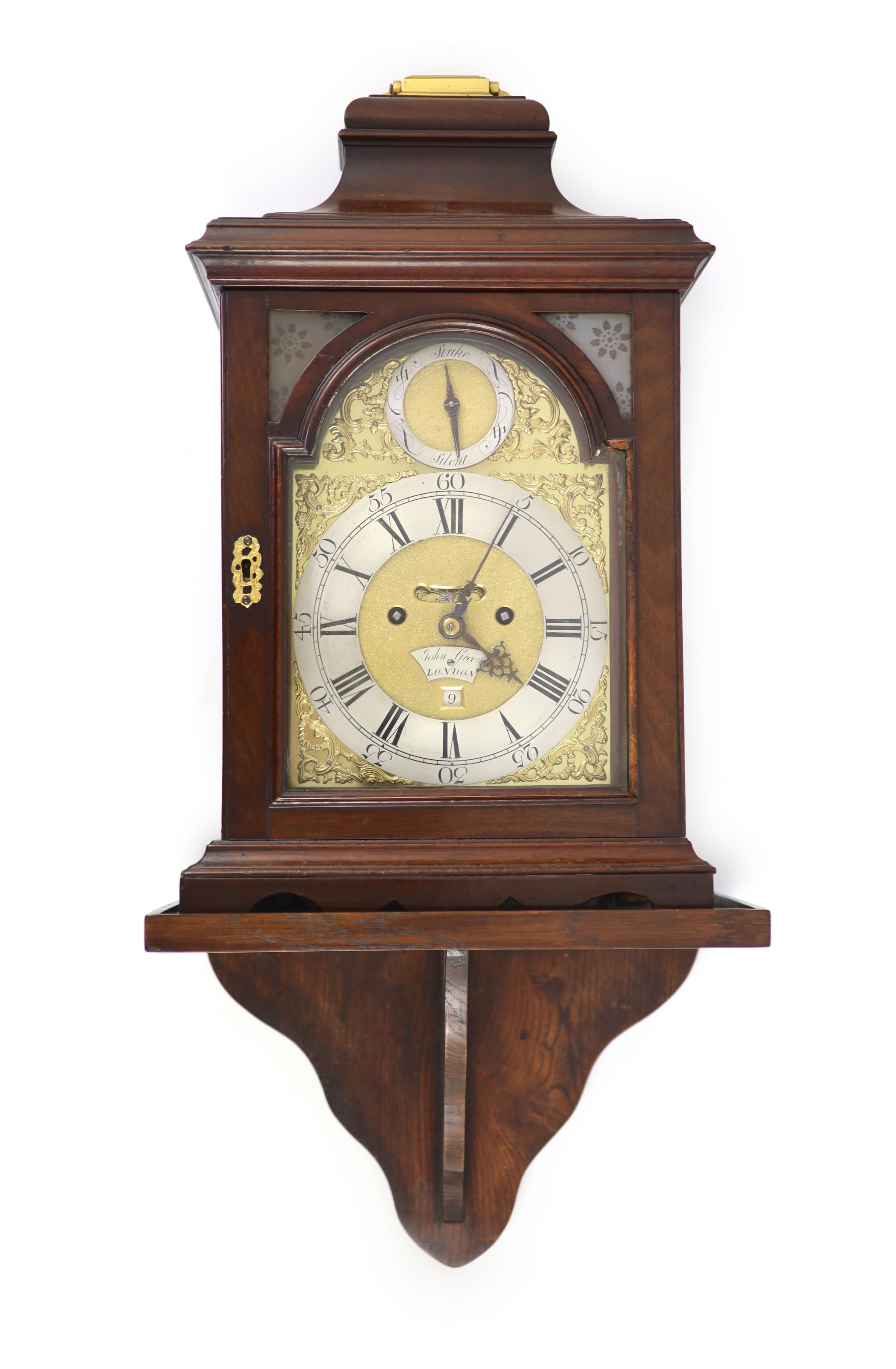 John Green of London. A George III mahogany eight day hour repeating bracket clock H 47cm. W 28cm. D 18cm.